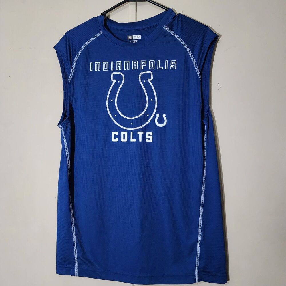Indianapolis Colts Mens Sz Large Performance TX3Cool Sleeveless Shirt Good Used